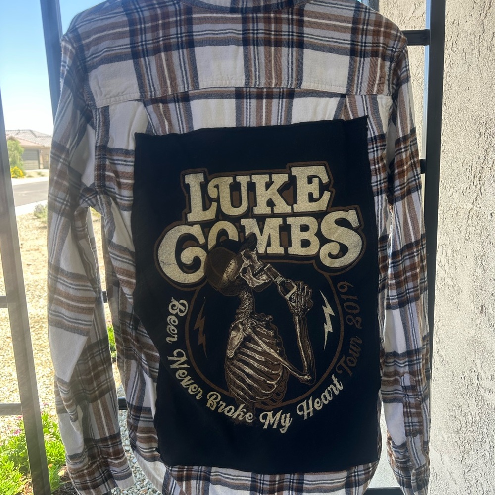 Unisex Plaid Long Sleeve - Luke Combs Upcycled Jacket, Preloved and Soft